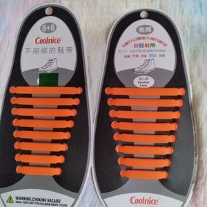 Neon Orange No Tie Silicone Elastic Shoelaces